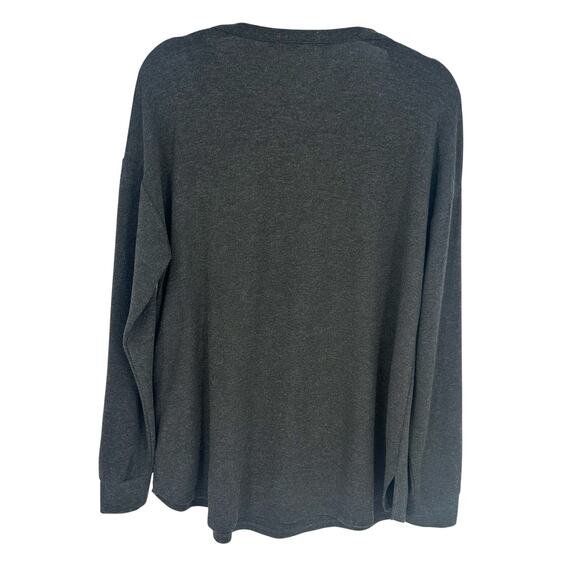 Soft Surroundings Knit Blouse Gray Button Accents Long Sleeve Stretch Comfy L - Picture 2 of 12